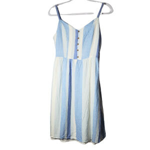 Spring dress joie stripes blue and white US 8 wooden buttons midi pockets